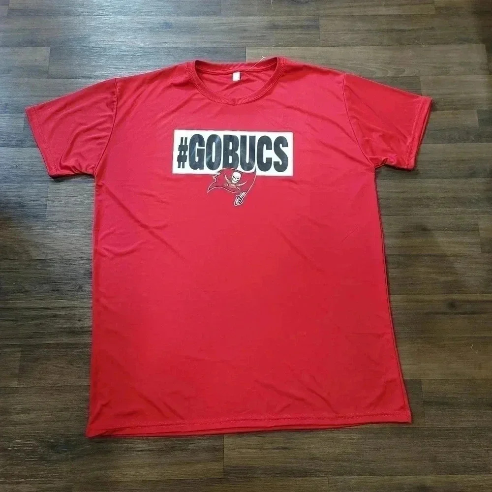 NFL Tampa Bay Buccaneers Men's T-Shirt Go Bucs Publix Promo Short Sleeve Red L